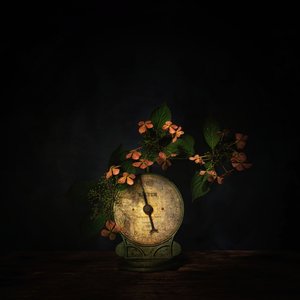 Mörkt blomsterstilleben med våg av Saskia Dingemans