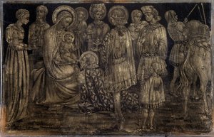 Tillbedjan av Magi målning av Sassetta (1392-1450) Dim 29x46 cm Museum of Decorative Arts and Fashion Marseille