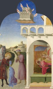 Sankt Franciskus och den fattige riddaren och Franciskus vision från Borgo del Santo Sepolcro altartavla, 1437-1444
