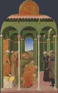 Saint Francis före sultanen från Borgo del Santo Sepolcro altartavla, 1437-1444
