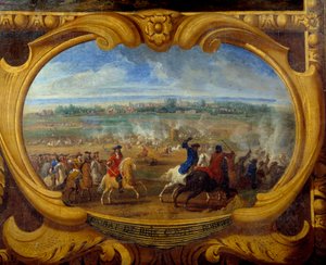 Handlingarna av Louis II Prince of Bourbon Conde (Bourbon-Conde) känd som Grand Conde (1621-1686), Slaget vid Brie greve Robert Detail, målning av Frälsaren Le Conte (Leconte, Le Comte, Lecomte) (1659-1694) Chantilly från 1600-talet, Musee Conde