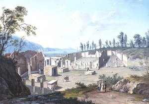 Stora turister vid ruinerna av Pozzuoli, nära Neapel
