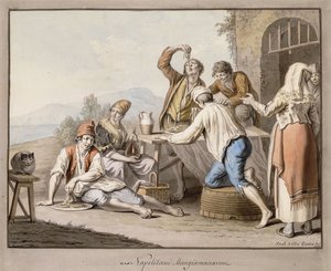 Neopolitans som äter makaroner; Napolitani Ät makaroner,