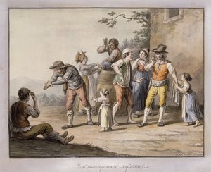 Neopolitaner som gör en gest mot en dövstum person; Napolitanska oratoriska gester, 1815