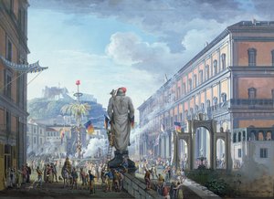 Palazzo Reale, i det ögonblick då frihetens träd höggs ner och trupperna i massor styrdes av engelsmännen 1799, 1800