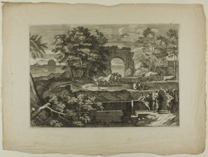 Kristus och hans lärjungar med en triumfbåge i fjärran av Sébastien Bourdon