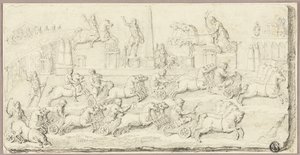 Romersk stridsvagnstävling (efter antik basrelief) av Sébastien Le Clerc the Younger