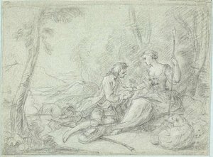 Herde och herdinna av Sébastien Le Clerc the Younger