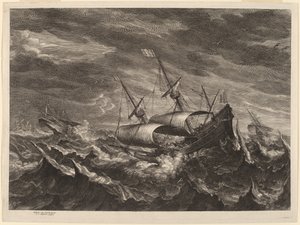 Segelbåtar i storm av Schelte Adams Bolswert after Andries van Eertvelt
