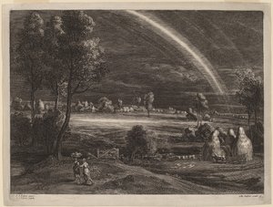 Landskap med en stor regnbåge