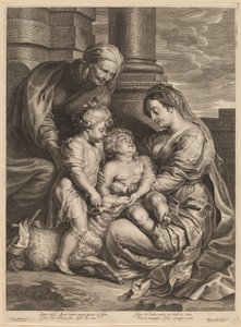 Jungfrun och barnet med Saint Anne och Saint John av Schelte Adams Bolswert, after Sir Peter Paul Rubens