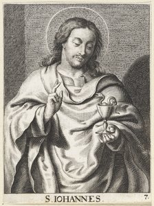 Sankt Johannes evangelisten S. Johannes (titel på objekt) Kristus, Maria och apostlarna (serietitel) av Schelte Adamsz. Bolswert (possibly)
