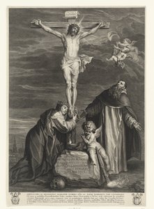 Kristus på korset med de heliga Katarina av Siena och Dominikus under korset