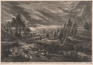 Landskap med får, från De små landskapen av Schelte Adamsz. Bolswert