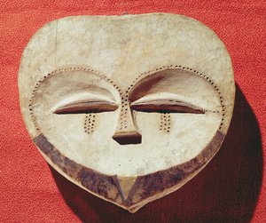 Janusmask, Kwele Population, Kongo (målat trä)