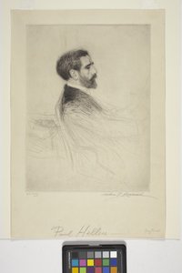 Porträtt av Paul Helleu (bläck) av School American