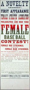 Affisch som annonserar en baseballmatch för kvinnor (litho i färg) av School American