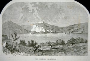 West Point, nyckelfortet som Benedict Arnold planerade att leverera till britterna under frihetskriget (litho) av School American