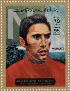 UAE-stämpel som representerar cyklisten Eddy Merckx (född 1945)