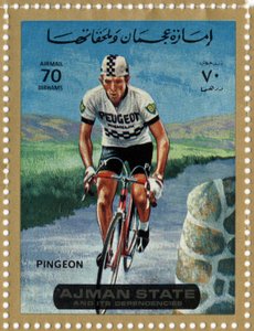 UAE-stämpel som representerar cyklisten Roger Pingeon (Ne 1940)