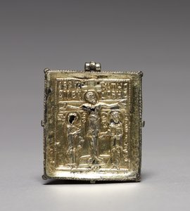Enkolpion med korsfästelsen (fram) och heliga Theodore och George (baksida)