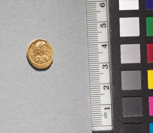 Solidus of Arkadios (framsidan), 395-408 (guld) (se CVL 499735 för baksidan) av School Byzantine