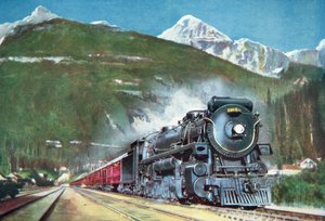 Canadian Pacific Railway vid foten av Klippiga bergen