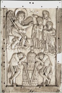 Karolingisk konst: heliga kvinnor vid graven - (Heliga kvinnor vid graven) Elfenbensrelief