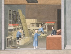 Bamboo Furniture Shop (gouache och akvarell på papper) av School Chinese
