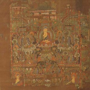 Ch.1.iii.02 Paradise of Bhaisajyaguru, 800-900-talet, Tunhuang (tygfärg på siden) av School Chinese