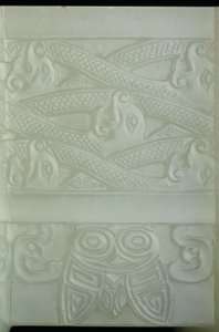 Detalj av ett arkaistiskt kärl och omslag, Tulu, Qianlong Period (1736-95) (blek celadon jade) (se även 619015) av School Chinese