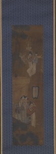 Fem kvinnor i procession (bläck och färg på siden) av School Chinese