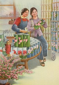 "Vänskapens blommor", propagandaaffisch från den kinesiska kulturrevolutionen av School Chinese