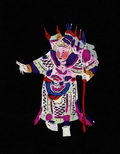 Manlig karaktär från Pekinoperan. Målad pappersklippning eller "Jian Zhi", kinesisk folkkonst, Pekin. av School Chinese