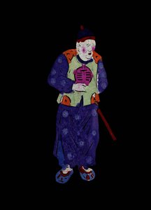 Gammal man i traditionella kläder. Målad pappersklippning eller "Jian Zhi", kinesisk folkkonst, Pekin. av School Chinese