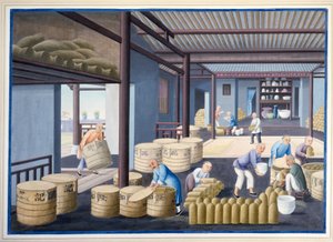 Packing the Porcelain, ca 1825 (gouache på papper) av School Chinese