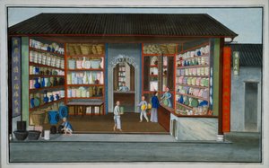 Porcelain Shop (gouache och akvarell på papper) av School Chinese