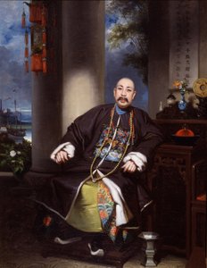 Porträtt av Mouqua, Lamqua, ca 1840 (olja på duk) av School Chinese