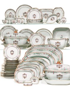 Middagsgudstjänst med prästerlig välsignelse, ca 1785 (keramik) av School Chinese