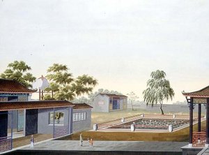 Walled Garden, c.1820-40 (akvarell på papper) av School Chinese