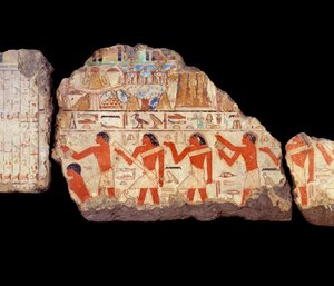 Forntida Egyptens konst: Målningar av Metchetchis mastaba: ritualistiska prästers väggmålning, 6:e dynastin (ca 2350-2200). av School Egyptian