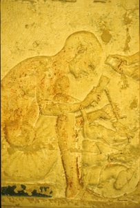 Forntida Egypten, Väggsnideri/målning, Petosiris grav, Tuna el Gebel, 300 f.Kr., Skulptör (foto) av School Egyptian