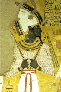 Forntida Egypten, Väggmålning Inherkhaus grav, Thebe, De adligas grav, 20:e dynastin, Osiris, Gud för livet efter detta (foto) av School Egyptian