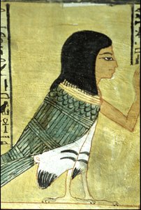 Forntida Egypten, Väggmålning Inherkhaus grav, Thebe, Adelsgraven, 20:e dynastin, Inherkhaus Ba eller själ (foto) av School Egyptian