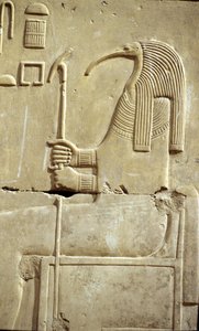 Forntida Egypten, Väggmålning/ristning, Guden Thoth, Seti I:s tempel, Abydos av School Egyptian