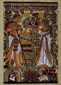 Egyptiska antikviteter: offer till farao. Papyrus, New Empire av School Egyptian