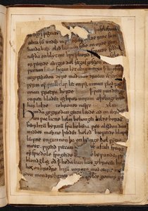 En sida av Beowulf från folios som ibland kallas "Nowell Codex" av School English