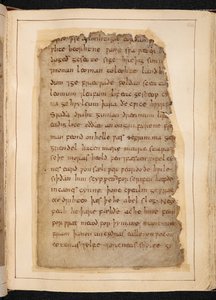 En sida med Beowulf från folios som ibland kallas "Nowell Codex" av School English