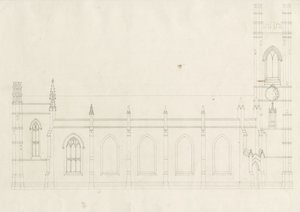 Burton-upon-Trent - Holy Trinity Church: teckning, nd [?1820-talet] (teckning) av School English