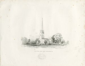 Clifton Campville Church: litografi av School English